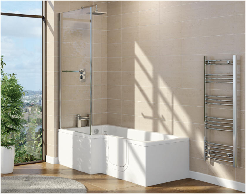 Mantaleda HIGHGROVE full length Walk in shower bath with door access